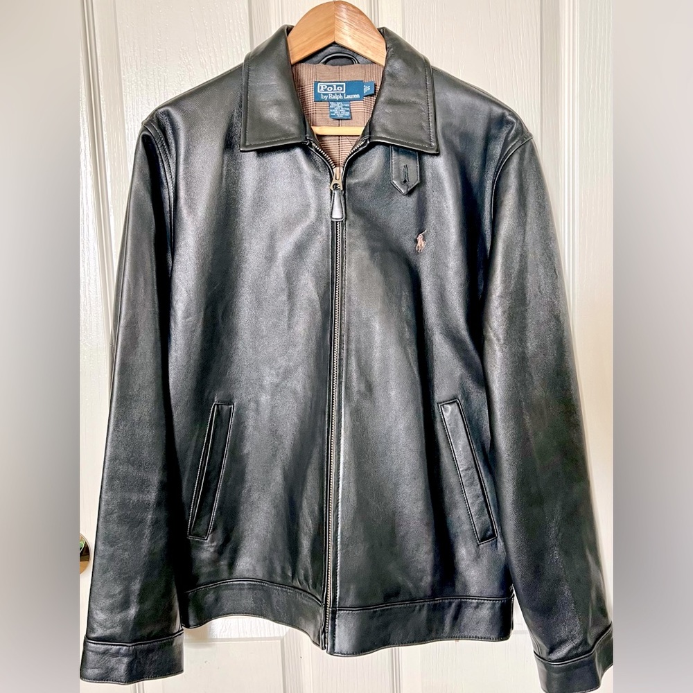 NWOT Vintage POLO by Ralph Lauren Lambskin Black Leather Jacket Men's Size S
